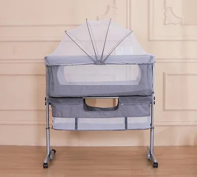 Produktbild von Babybett Babywiege Wickeltisch Wickelkommode Kombination Stubenwagen mit Moskitonetz Höhenverstellbar 92x58x70-90cm