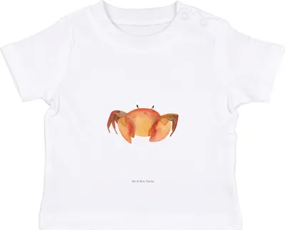 Produktbild von Mr. & Mrs. Panda Organic Baby Shirt Sternzeichen Krebs 0. - 6. Monat - Weiß - Geschenk, Krabbe, Meerestier, Geburtstag Juni, , T-Shirt, Meer, Krebse, Babyshirt