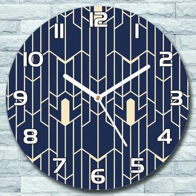 Produktbild von Wanduhr aus Glas Rund fi 30 Geometrische Muster Quarz Deko Wohnzimmer Büro