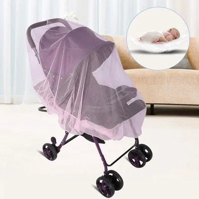 Productafbeelding van Kinderwagen Klamboe - Baby Bescherming - Insecten Buiten Houden - Ademend Polyester Mesh - 150 cm Diameter - Roze