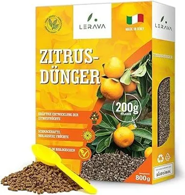 Produktbild von LERAVA® Zitrusdünger [BIO] - 800g x2 - Kräftiges Wachstum, schmackhafte biologische Früchte - Für Topf und Garten - Dünger zitruspflanzen + Messbecher