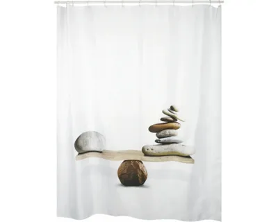 Produktbild von Duschvorhang MSV SPIRIT Textil 180 x 200 cm weiß grau 149503