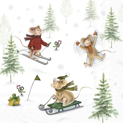 Produktbild von IHR Serviette Snow Fun 20 Stück 33x33 cm Winter Tischdeko Weihnachten Party