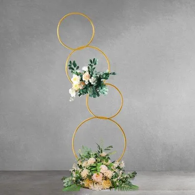 Immagine prodotto di Tavolo da fiori in metallo, 16 m, dorato - Centrotavola a 4 strati - Matrimoni, fidanzamenti, decorazioni per feste