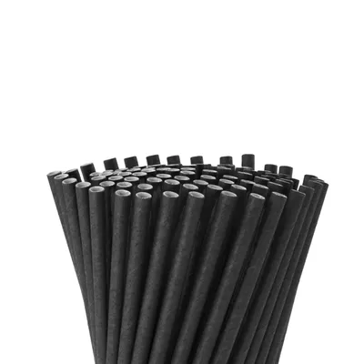 Image de Paille en papier Ø 8 x 200 mm noir - Paille en carton