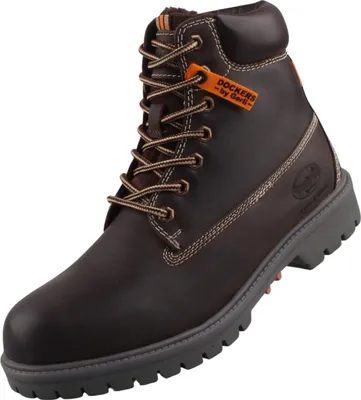 Auf dem Bild ist ein brauner Stiefel abgebildet der leicht seitlich steht. Die Oberfläche des Stiefels hat eine strukturierte Optik und ist aus einem weichen Material gefertigt.
