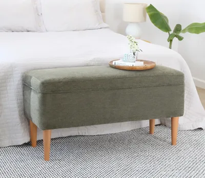 Image de Hanah Home, Glend - Green, pouf, vert, 50 % COTON / 50 % LIN, 100 x 43 x 50 cm