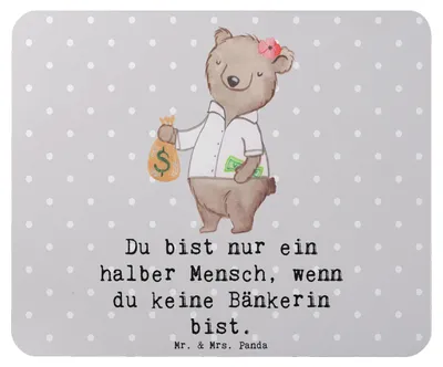 Produktbild von Mr. & Mrs. Panda Mouse Pad Bänkerin Herz - Grau Pastell - Geschenk, mauspad pc, Bankangestellte, mausteppich, Beruf, Spruch, Mousepad, Ausbildung, Lustig, mousematte