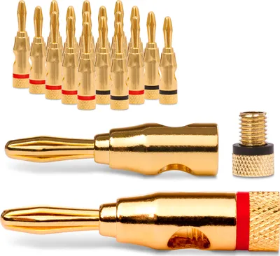 Produktbild von NAUC Bananenstecker 4mm schraubbar 24K vergoldet Lautsprecherkabel 20x Stecker