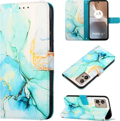 Obrázek produktu pro Moto G32 Pouzdro,PolyuretanKožené Pouzdro s Mramorovým Vzorem, Kapsy na Karty, Stojánek Pouzdro pro Motorola Moto G32 zelené