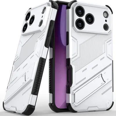 Produktbild von Armor Hülle für iPhone 17 Pro Max Hybrid PC TPU Bumper Stoßfestes Schutzhülle mit Standfunktion Weiß