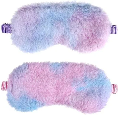 Productafbeelding van Twee sets zachte reismaskers voor meisjes, slaapmaskers voor kinderen, kleurrijke slaapmaskers, geschikt voor pyjamafeestjes, reismaskers voor kinderen en meisjes (paars, blauw)