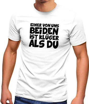 Produktbild von Herren T-Shirt Einer von uns beiden ist klüger als du Spruch ironisch Sarkasmus Fun-Shirt Partyshirt Moonworks® weiß 4XL