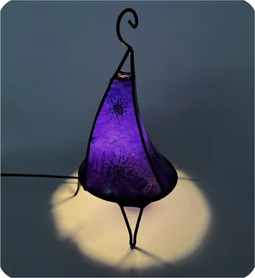 Image de Lampe orientale lampe au henné lampe marocaine en cuir lampe de table lampadaire henné Tissir soleil 35-38 cm, violet