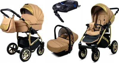 Produktbild von BabyLux® Gold Lux | 4in1 Kinderwagen Set | Sand Pearl | Kombikinderwagen | Kinderwagenset | Isof
