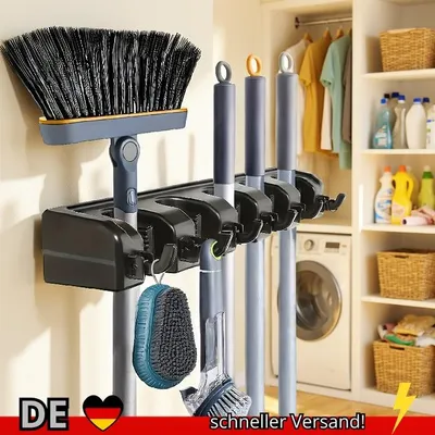 Produktbild von Wandmontierter Mopphalter 3 4 5 Positionen Multifunktionaler Besenaufhänger