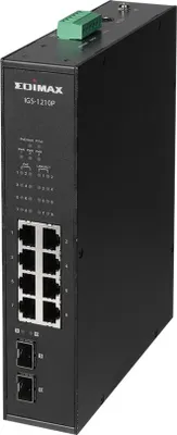 Immagine prodotto di Edimax Industrieller 10-Port Gigabit PoE+-DIN-Schienen-Switch mit 2 SFP-Ports