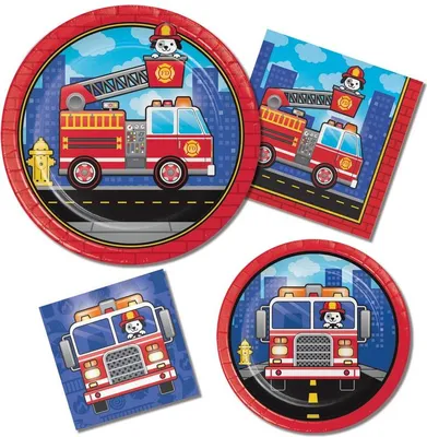 Produktbild von 8 kleine Papp Teller Feuerwehr Alarm