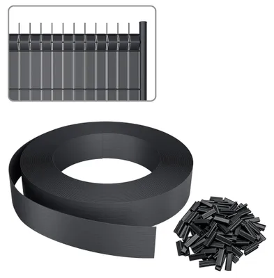 Produktbild von QEENTOE PVC Sichtschutzstreifen, Sichtschutz Zaun 5cmx35m inkl 50 Clips Zaunblende für Doppelstabmattenzaun & Stabmattenzaun, Anthrazit