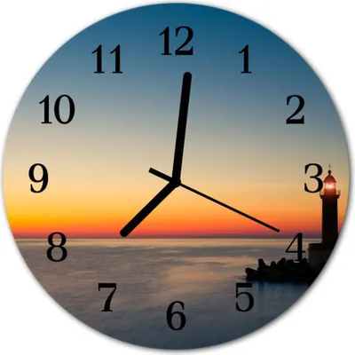 Immagine prodotto di Orologio da parete in vetro per cucina, vetro vero, 30 cm, faro, mare, multicolore