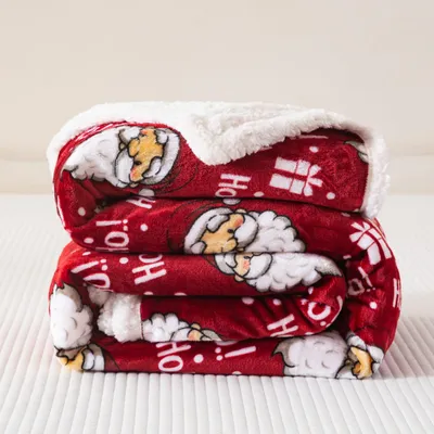 Obrázek produktu pro Útulná deka 160x200 cm Father Christmas Sherpa zimní deka Fluffy tlustá a teplá