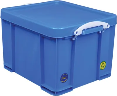 Immagine prodotto di Really Useful Box – Contenitore Box 35 litri, blu neon con maniglie bianche
