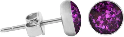 Produktbild von 925 Sterling Silber Ohrstecker Glitterline in verschiedenen Farben und Größen Farbe - Dunkellila Größe - 5 mm