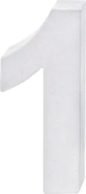Produktbild von Pappzahl 1, Weiß, 10 x 3,5 cm, zum Basteln, mit Gewichten für Standfestigkeit