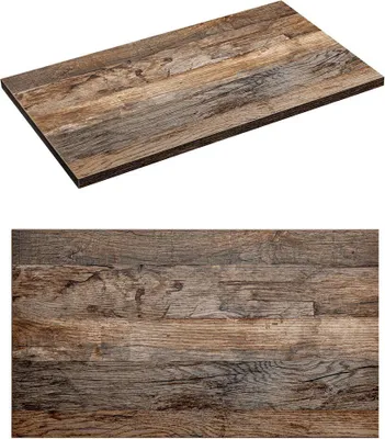 A top-down view of a wooden countertop.