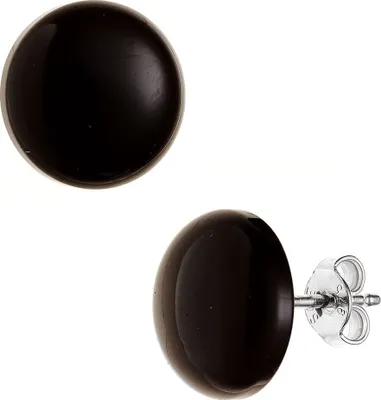 Produktbild von 12mm Ohrstecker Ohrringe Ohrschmuck 925 Silber Onyx schwarz rund Damen
