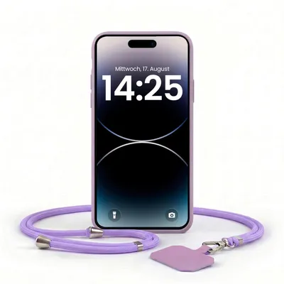 Produktbild von Handyhülle für Apple iPhone 16 Pro mit Handykette Band Kordel Hülle Case Schutzhülle Lila Violett