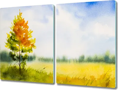 Produktbild von Coloray Schneidebrett Herdabdeckplatte 2x40x52 cm Kochplattenabdeckung Hackbrett Küchenbrett - Baum Himmel