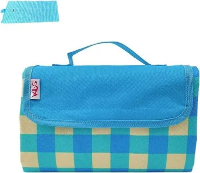 Produktbild von Famanu Picknickdecke 145 x 200 cm - wasserfeste Picknickmatte für draußen - blau