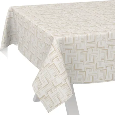 Produktbild von Tischdecke Geometrie Moderna Beige 2000x140cm Schnittkante Wachstuch abwaschbar