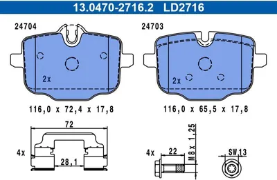 Zdjęcie produktu dla Klocki Hamulcowe Bmw Tył 5/6/7 2,0-4,4 09- Ceramic