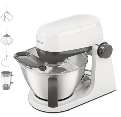 Zdjęcie produktu dla Kenwood Multi Tasker – robot kuchenny z blendera, silnik 1000W, o 44% cichszy*, miska 4,3l (do 1,7 kg ciasta), 7 stopni, podnośnik mieszadła, schowek na akcesoria, osłona antybryzgowa, biały (KHC30.040WH)