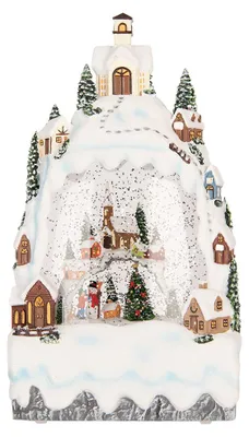 Zdjęcie produktu dla Clayre & Eef Dekoracja świąteczna z oświetleniem LED i muzyką 15x9x27 cm / 3xAA Biała, tworzywo sztuczne