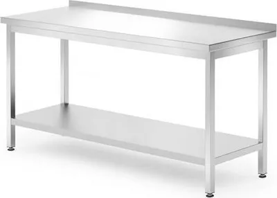 Image de HENDI Table murale avec tablette - vissée, profondeur 700 mm, Kitchen Line, 1600x700x(H)850mm