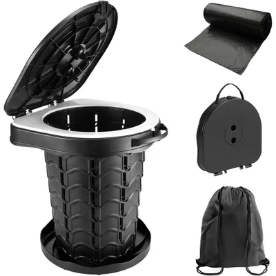 Produktbild von Camping Toilette klappbar tragbar – Mobile Campingtoilette faltbar 150 kg mit Beuteln, Reise Toilette für Outdoor, Angeln, Reisen, Wandern, Töpfchen