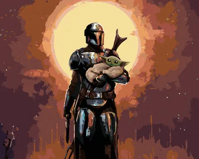 Obrázek produktu pro Zuty - Malování podle čísel - MANDALORIAN S BABY YODOU V NÁRUČÍ, 40x50 cm, bez rámu a bez vypnutí plátna