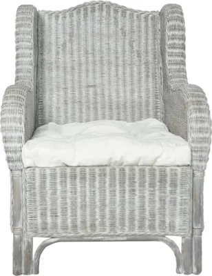Image de vidaXL Fauteuil avec coussin Gris Rotin naturel et lin