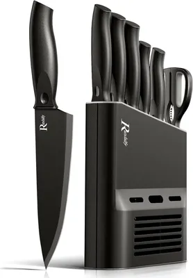 Küchenmesser-Set 7-teilig mit Messerblock, Profi-Kochmesser