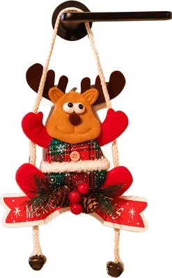 Produktbild von Weihnachtsdekoration zum Aufhängen, 3D-Türknauf, Weihnachtsmann, Schneemann, Elch, Bär, Weihnachtsmann, Wandkunst, Schild für Wohnzimmer, Schlafzimmer, Innendekoration