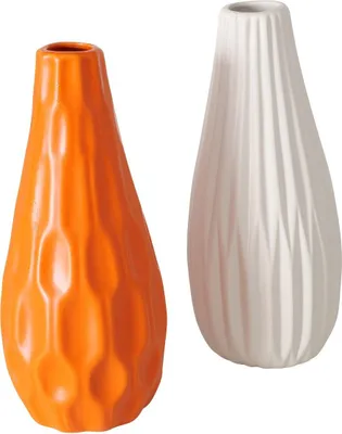 Produktbild von Vase Lenja Blumenvase Set 2-teilig Keramik Orange Weiß