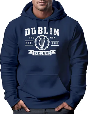 Produktbild von Hoodie Herren Dublin Irland Retro Design Print Aufdruck Kapuzen-Pullover Männer Fashion Streetstyle Neverless® navy XS