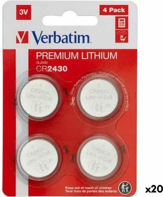 Obrázek produktu pro Lithiové knoflíkové články Verbatim 3 V CR2430 4 kusy (20 kusů)
