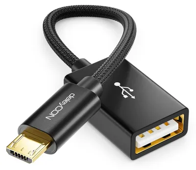 Produktbild von deleyCON 10cm Micro USB OTG Adapter Kabel USB-A Buchse - Schwarz