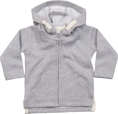 Productafbeelding van Babybugz - Hoodie met doorlopende rits voor baby, model BC5581 (80) (Grijze melange)