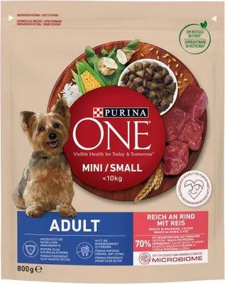 Zdjęcie produktu dla Purina One Mini/Small Adult Karma Dla Psów Bogata W Wołowinę Z Ryżem 800 G