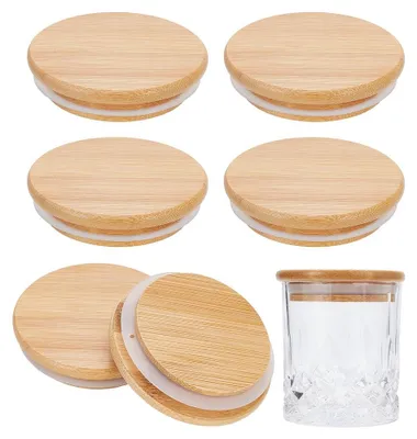 6 Bambusdeckel 85 mm mit Silikondichtung für Weithals-Mason-Gläser